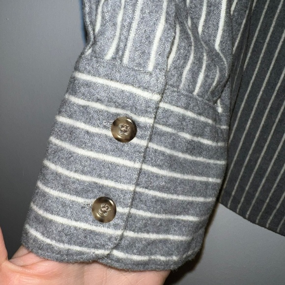 MADEWELL Grey White Stripe Flannel Westward Button Down - Picture 2 of 8